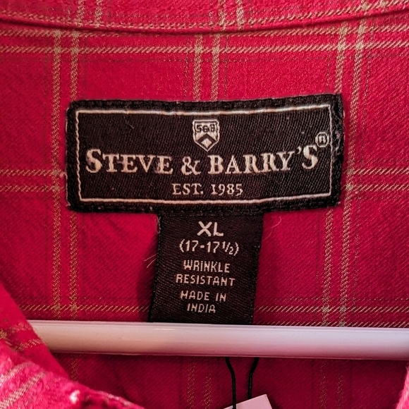 Upcycled Handcrafted Dip Dyed Bleached Red Plaid Button Down Shirt W God Speed - Picture 8 of 14